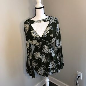 Green Floral Romper